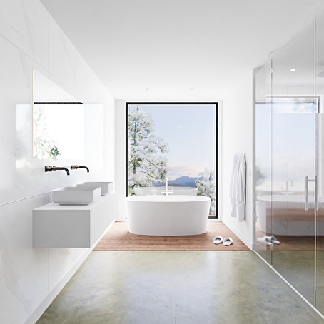 MONDIAZ LAGOM 130 badmeubel solid surface talc 2 lades BINX dubbel 0 kraangaten