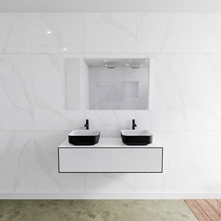 MONDIAZ LAGOM 120 badmeubel solid surface urban 2 lades BINX dubbel 2 kraangaten