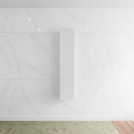 MONDIAZ LAGOM solid surface kolomkast 150 in kleur talc linksdraaiend.