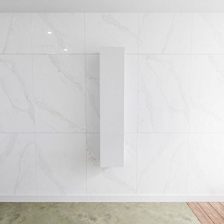MONDIAZ LAGOM solid surface kolomkast 150 in kleur talc rechtsdraaiend.