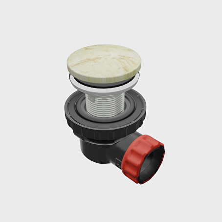 MONDIAZ Ruimte besparende click sifon 6,7cm hoog Solid surface rond Frappe