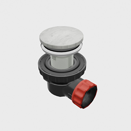 MONDIAZ Ruimte besparende click sifon 6,7cm hoog Solid surface rond Opalo