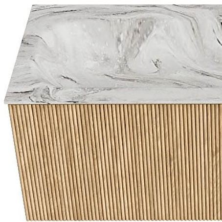 MONDIAZ KURVE-DLUX 120cm badmeubel kleur Oak met 1 lade en 0 deuren. Wastafel BIG LARGE Midden zonder kraangat Glace.