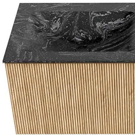 MONDIAZ KURVE-DLUX 120cm badmeubel kleur Oak met 1 lade en 0 deuren. Wastafel LEAF Dubbel 2 kraangaten Lava.