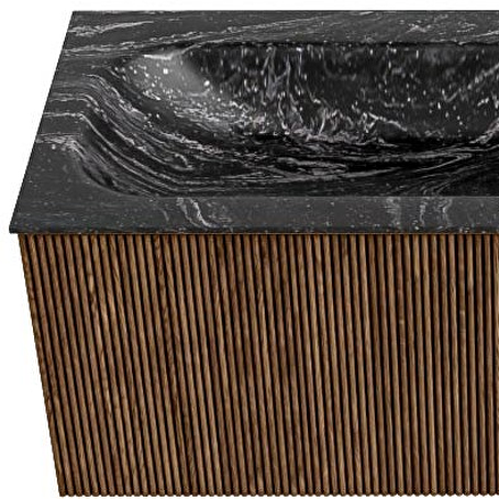 MONDIAZ KURVE-DLUX 120cm badmeubel kleur Walnut met 1 lade en 0 deuren. Wastafel BIG LARGE Midden 2 kraangaten Lava.
