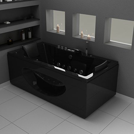 Ovali Massagebad 2 persoons zwart