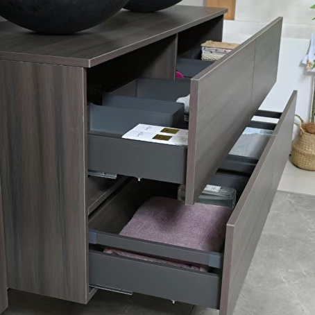 Badkamermeubelset Onyx 130 cm -  Donker hout decor - Incl. kranen