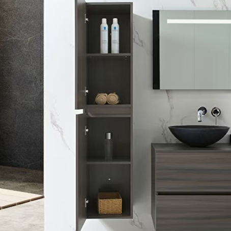 Badkamermeubelset Onyx 130 cm -  Donker hout decor - Incl. kranen