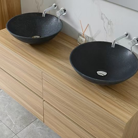 Badkamermeubelset Onyx 130 cm -  Licht hout decor - Incl. kranen