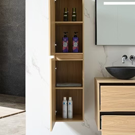 Badkamermeubelset Onyx 130 cm -  Licht hout decor - Incl. kranen