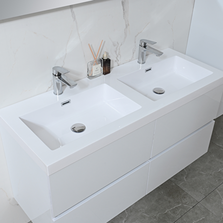 Badkamermeubelset Avano 120 cm -  Hoogglans wit - Incl. kranen