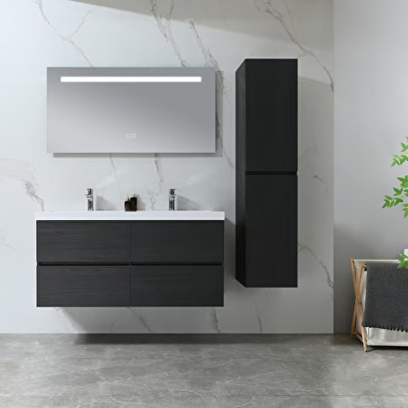 Badkamermeubelset Avano 120 cm -  Donker hout decor - Incl. kranen