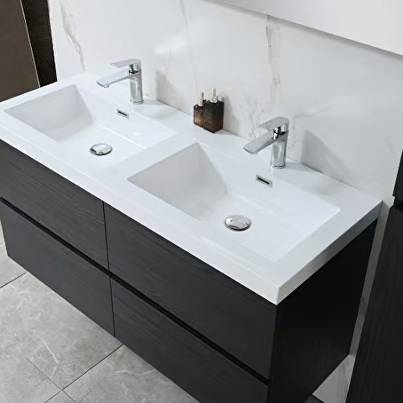 Badkamermeubelset Avano 120 cm -  Donker hout decor - Incl. kranen