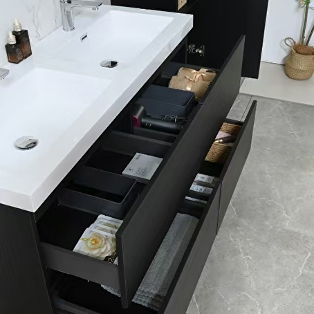 Badkamermeubelset Avano 120 cm -  Donker hout decor - Incl. kranen