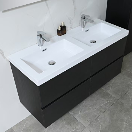 Badkamermeubelset Avano 120 cm -  Donker hout decor - Incl. kranen
