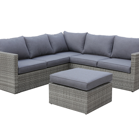 Luna loungeset 3-delig lichtbruin wicker met grijze kussens