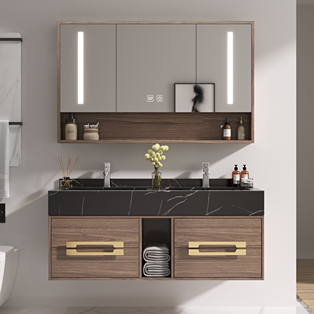 Badkamermeubelset Marvera 120 cm - Donkerhout decor