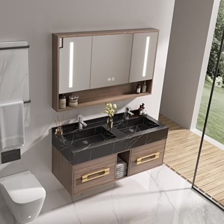 Badkamermeubelset Marvera 120 cm - Donkerhout decor
