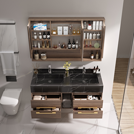 Badkamermeubelset Marvera 120 cm - Donkerhout decor