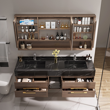 Badkamermeubelset Marvera 150 cm - Donkerhout decor