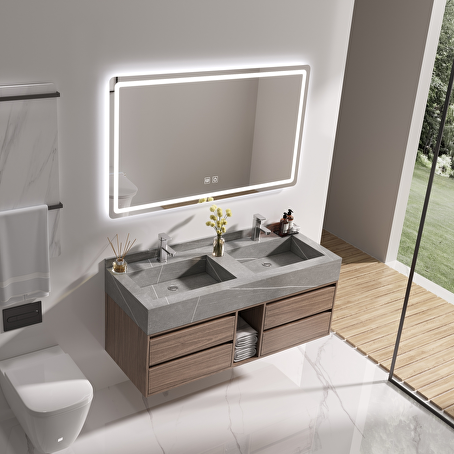 Badkamermeubelset StoneMar 120 cm - Donkerhout decor