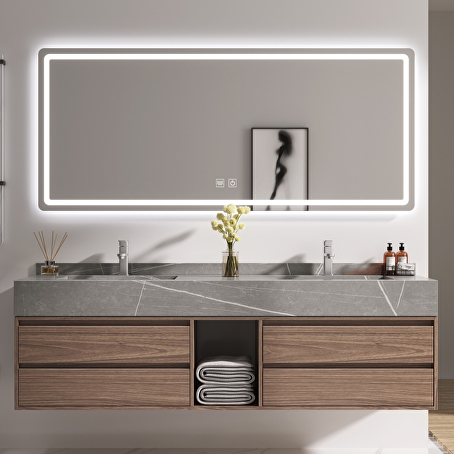 Badkamermeubelset StoneMar 150 cm - Donkerhout decor